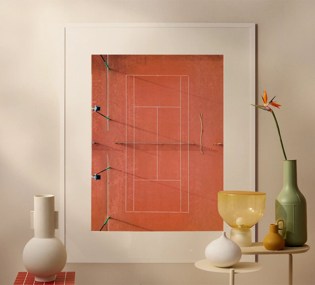 Red Tennis Court at Sunrise - Colorful Photography poster by Raisa Zwart Photography