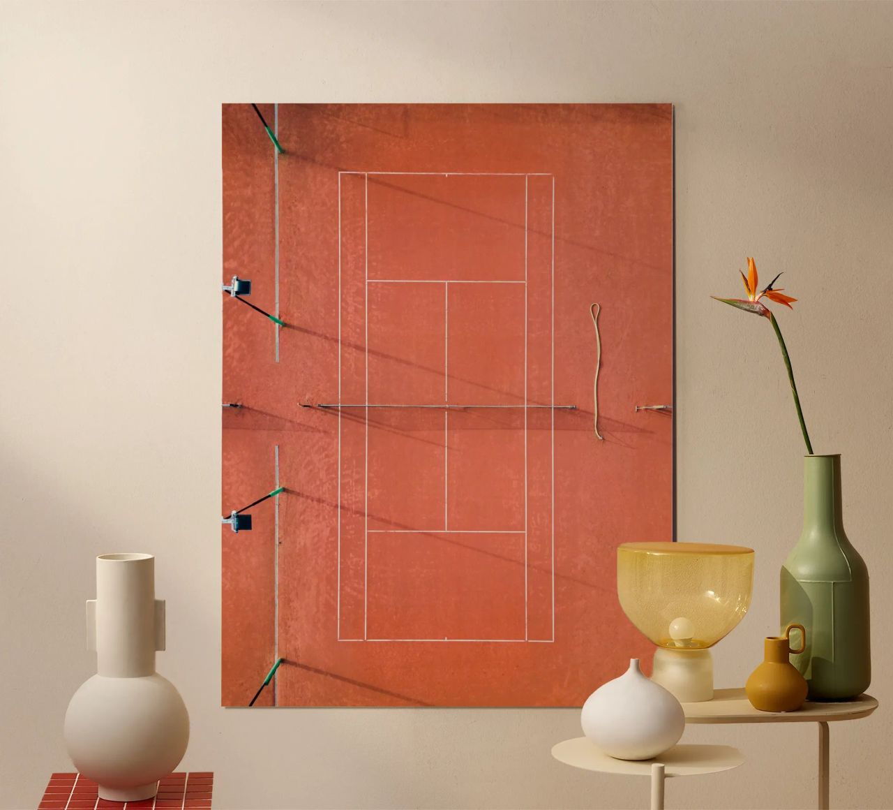 Red Tennis Court at Sunrise - Colorful Photography poster by Raisa Zwart Photography