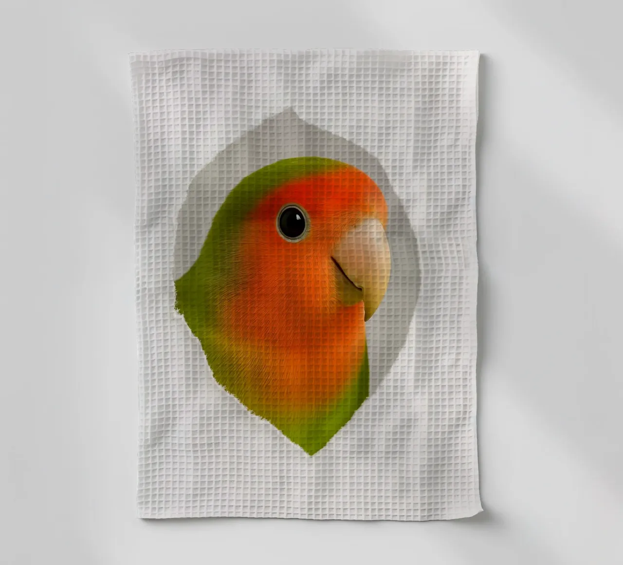 Portrait d'un inséparable coloré - Impression d'art de perroquet mignon torchon de Cut-out Critter Gallery
