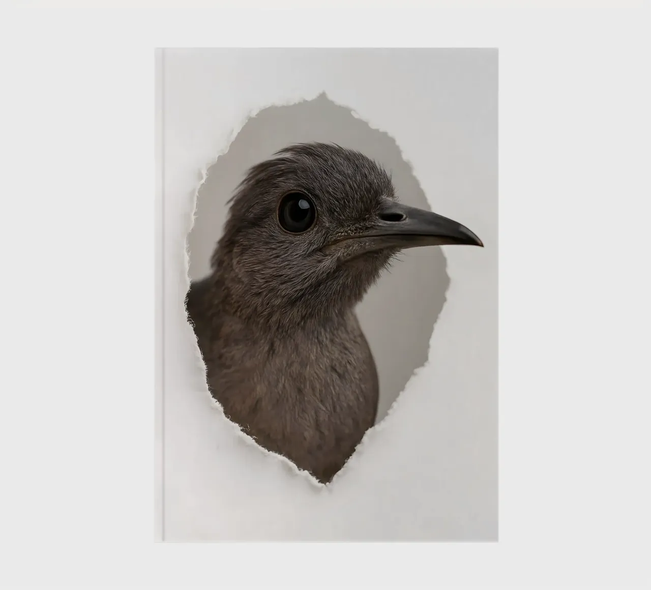 Lyrebird Portrait Through Paper — Minimalist Bird Art Print notebook by Cut-out Critter Gallery