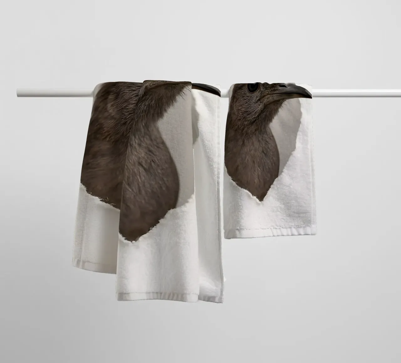 Lyrebird Portrait Through Paper — Minimalist Bird Art Print towel by Cut-out Critter Gallery