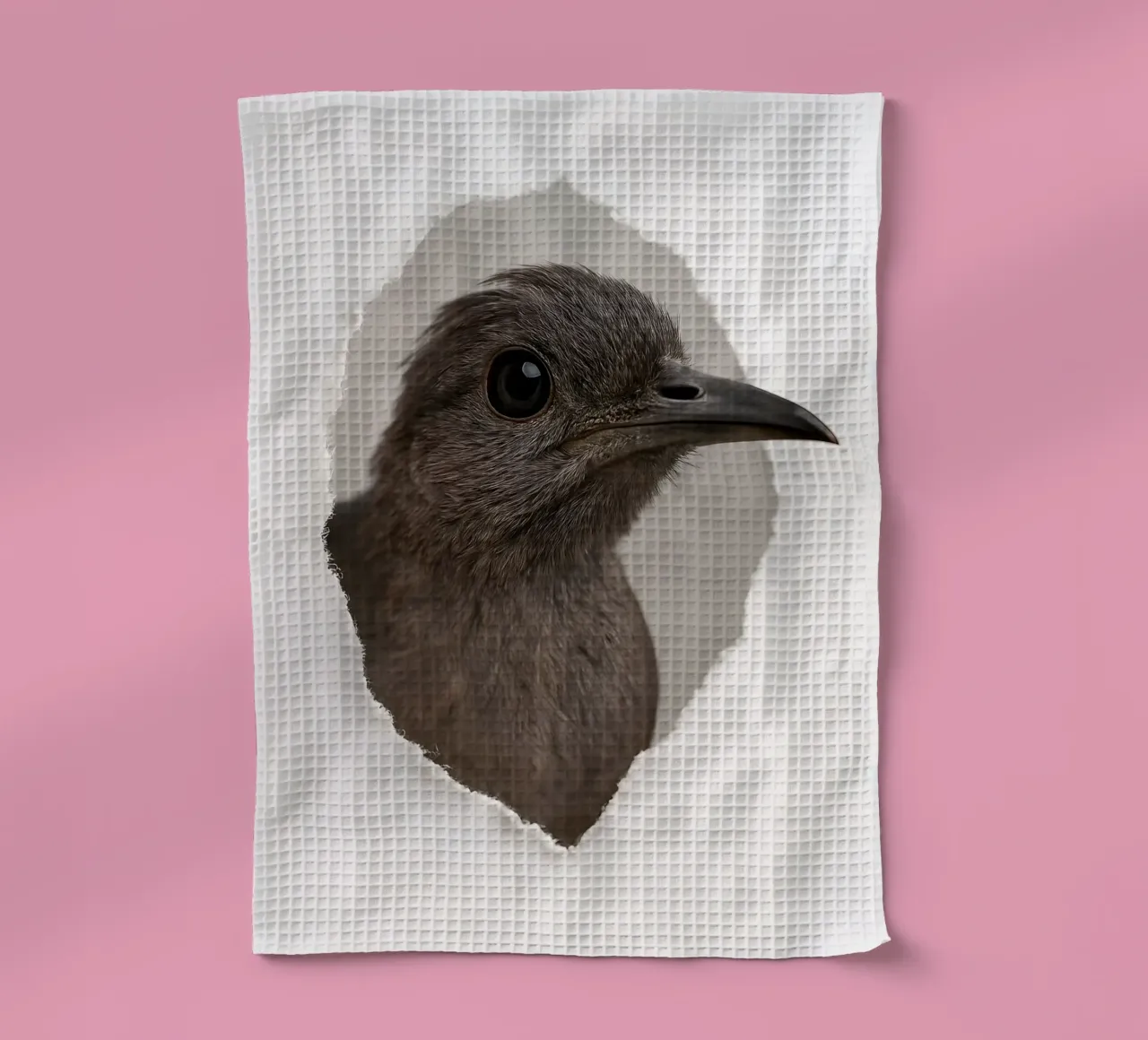 Portrait d'oiseau lyre à travers le papier - Minimalist Bird Art Print torchon de Cut-out Critter Gallery