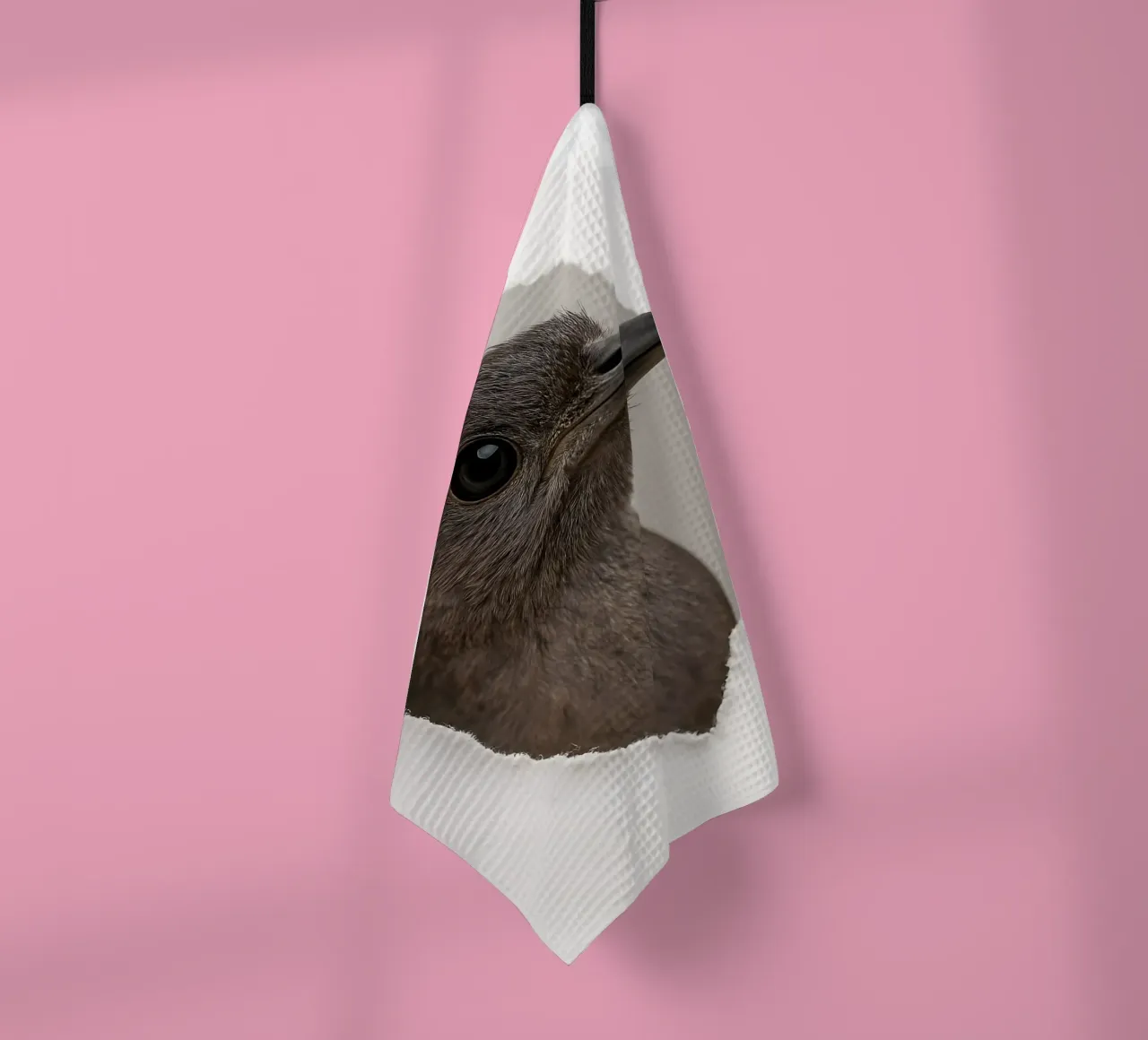 Portrait d'oiseau lyre à travers le papier - Minimalist Bird Art Print torchon de Cut-out Critter Gallery