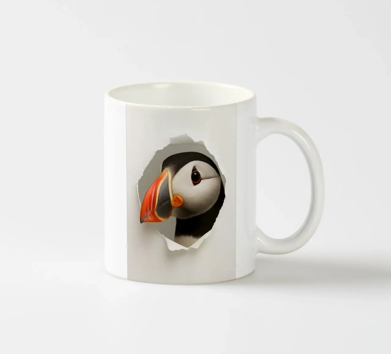 Speelse papegaaiduiker kunstdruk - Realistisch ontwerp met glurende vogels keramische mok van Cut-out Critter Gallery