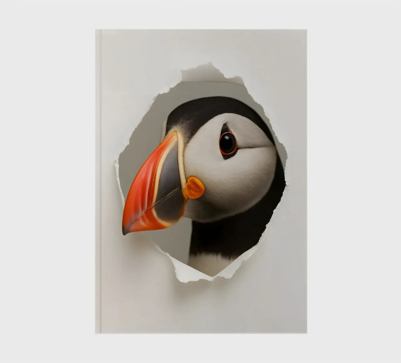 Playful Puffin Art Print – Realistic Bird Peeking Design notebook by Cut-out Critter Gallery