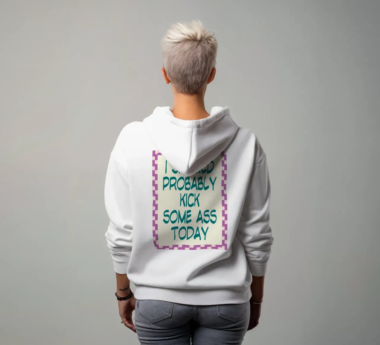 Probabilmente dovrei prendere a calci felpa con cappuccio da Rawghenee