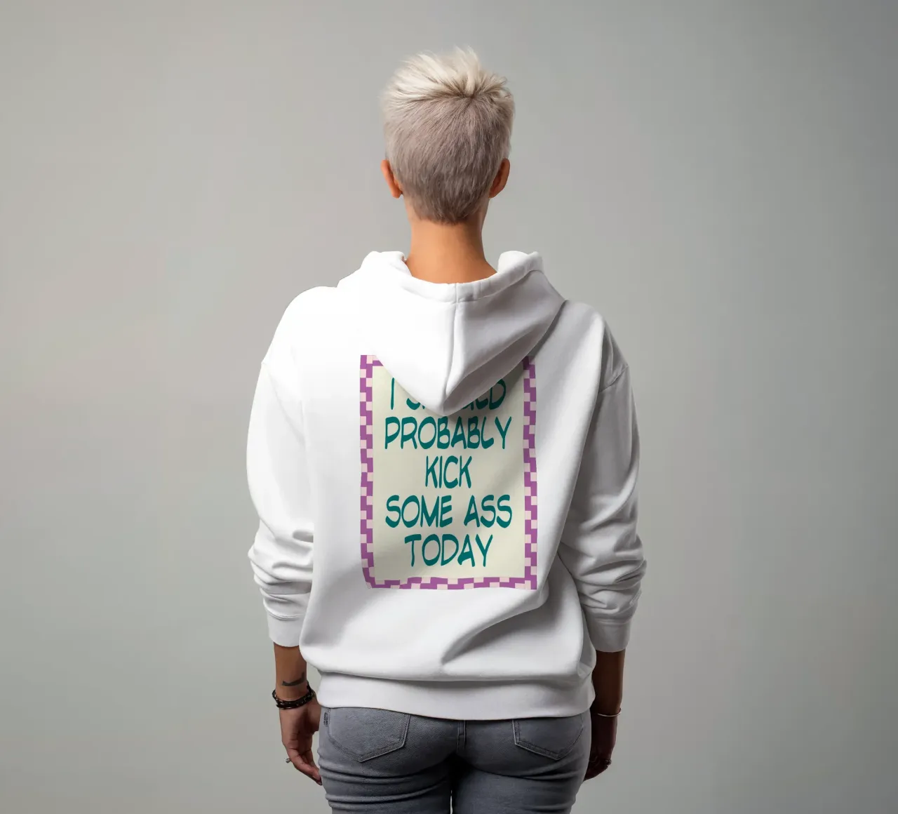 Probabilmente dovrei prendere a calci felpa con cappuccio da Rawghenee