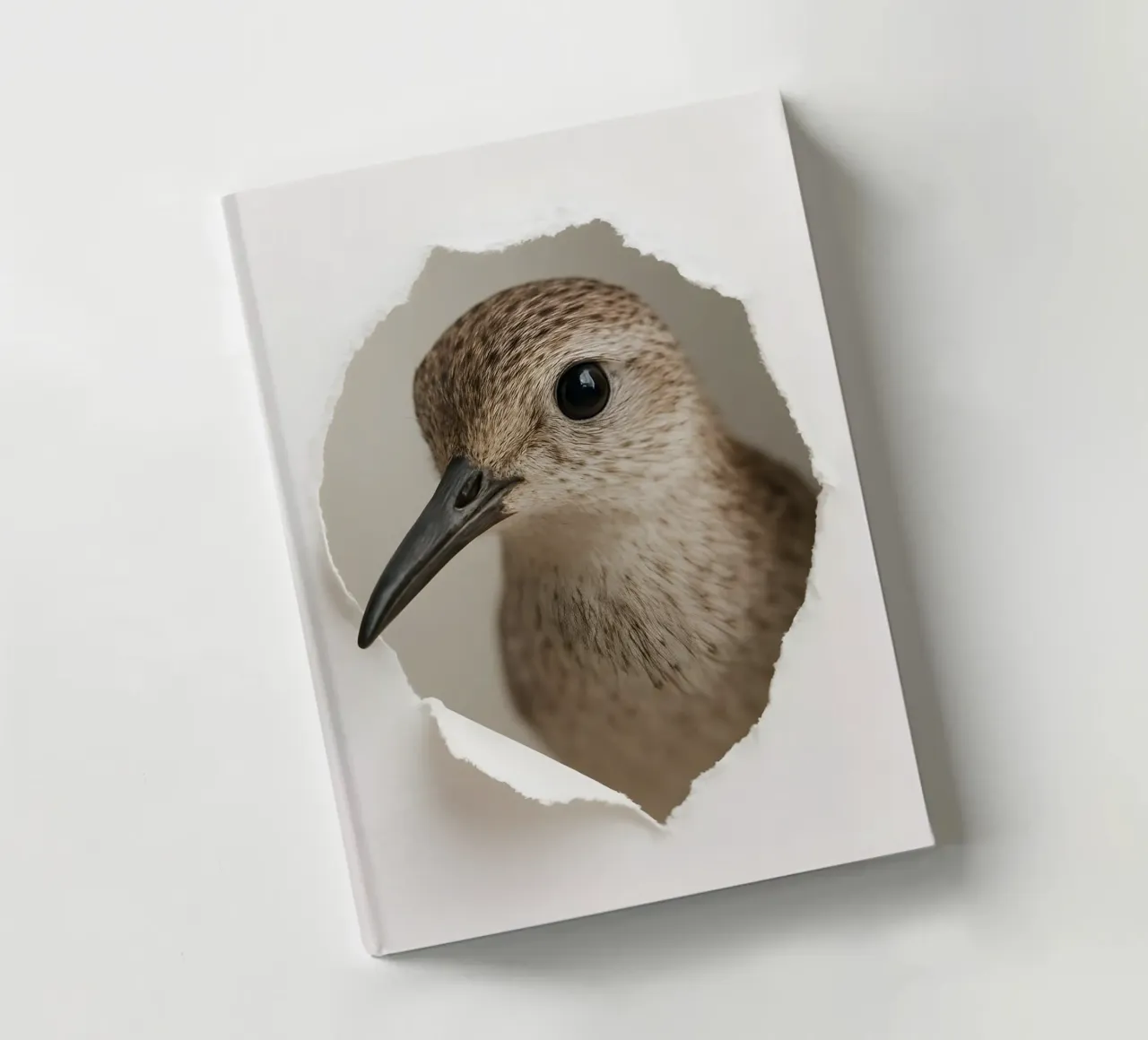 Curious Sandpiper Bird Art – Realistic Peek Through Print notebook by Cut-out Critter Gallery