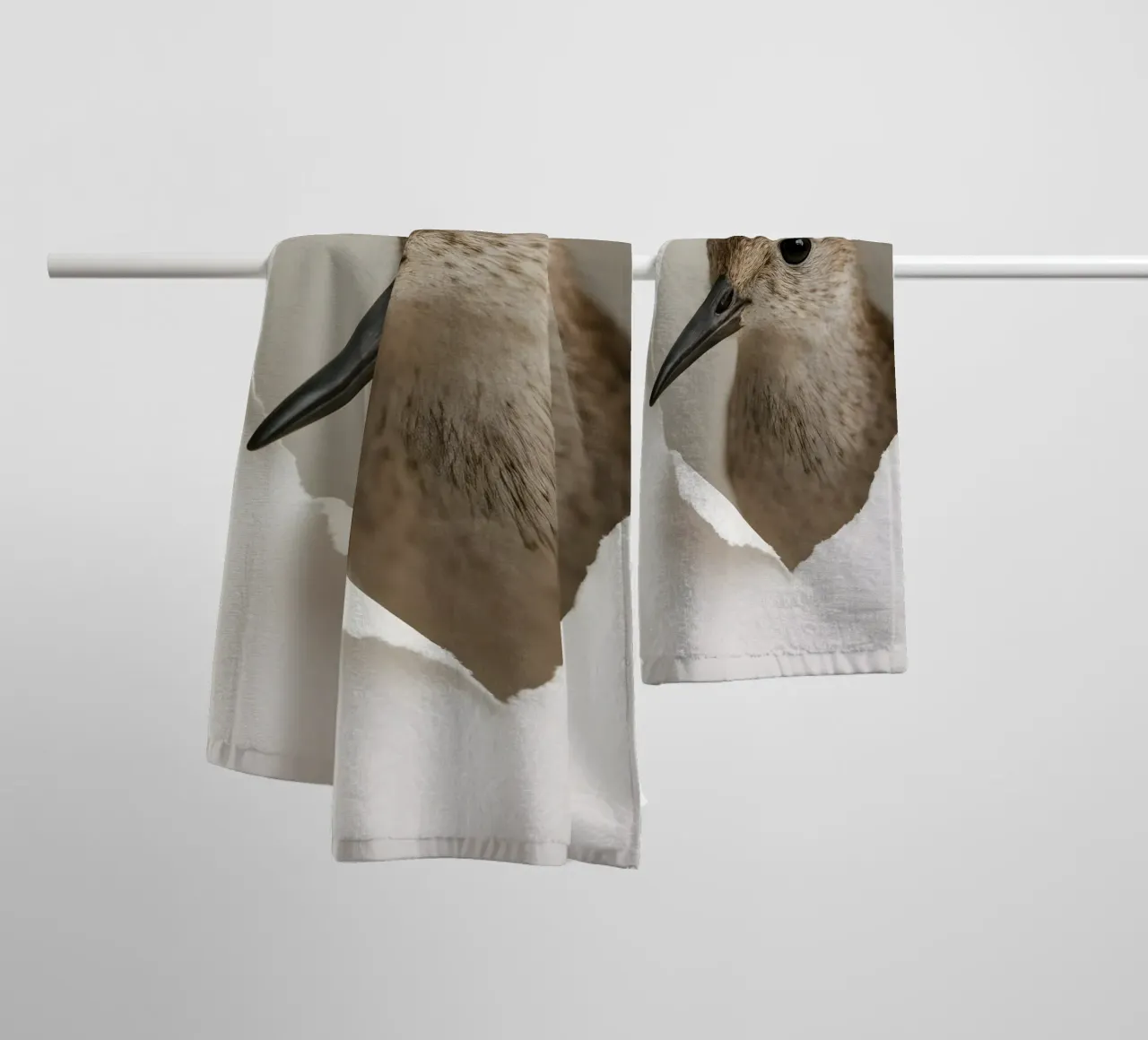 Curious Sandpiper Bird Art – Realistic Peek Through Print towel by Cut-out Critter Gallery