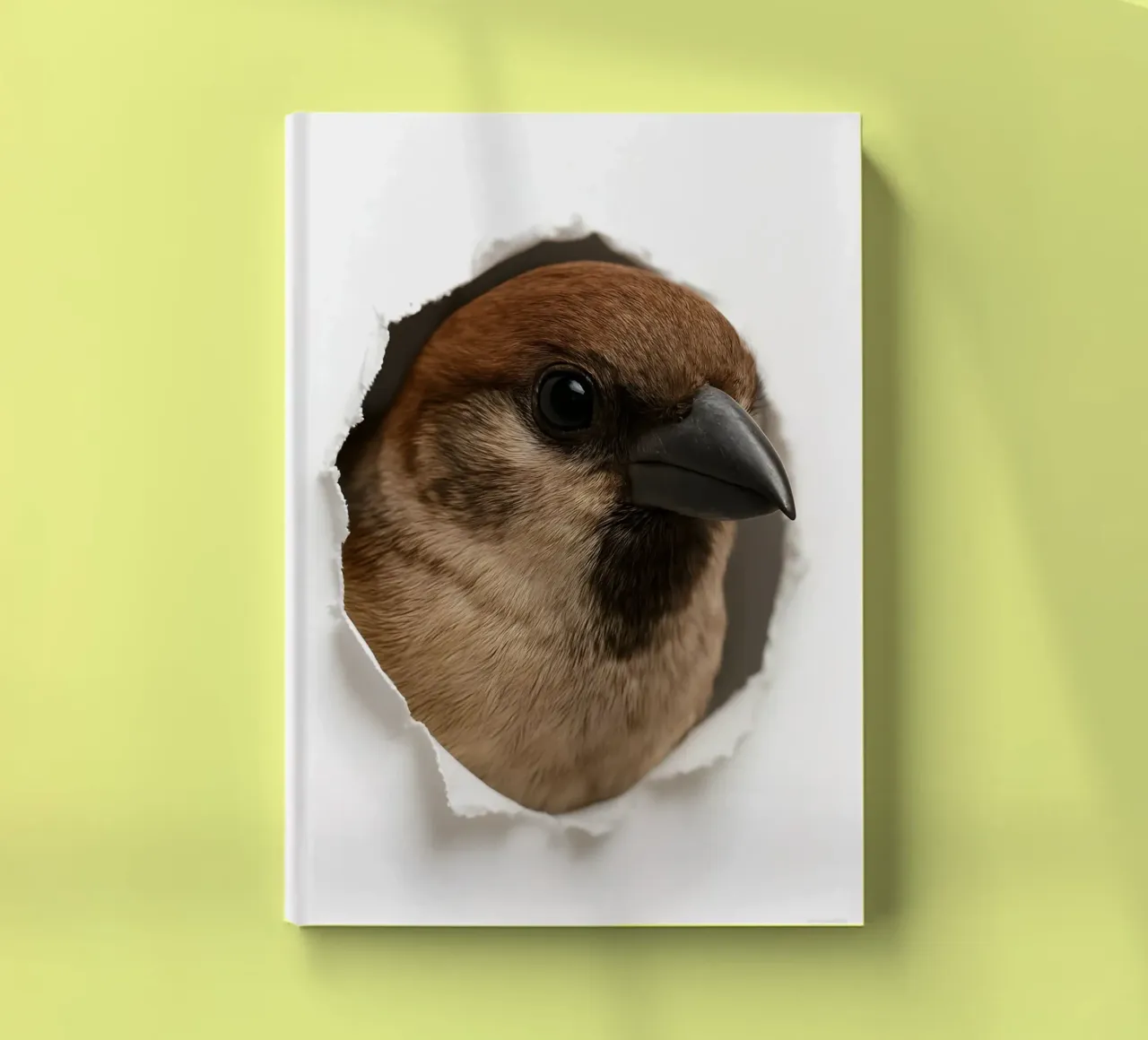 Curious Sparrow Peek Art – Cute Minimalist Bird Print notebook by Cut-out Critter Gallery