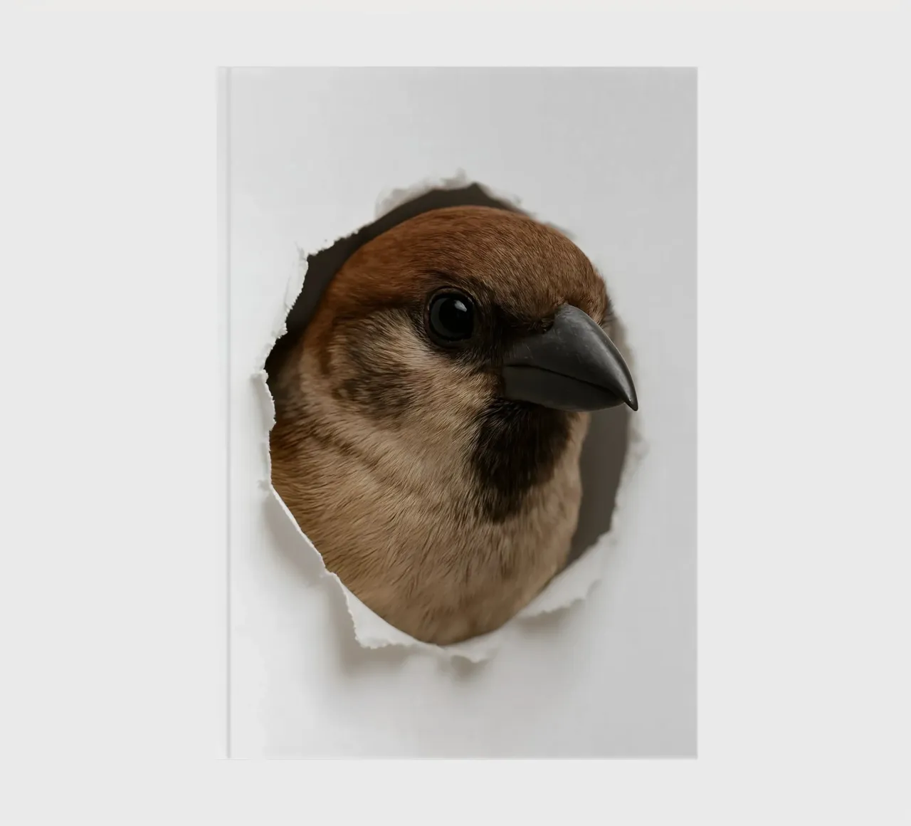 Curious Sparrow Peek Art – Cute Minimalist Bird Print notebook by Cut-out Critter Gallery