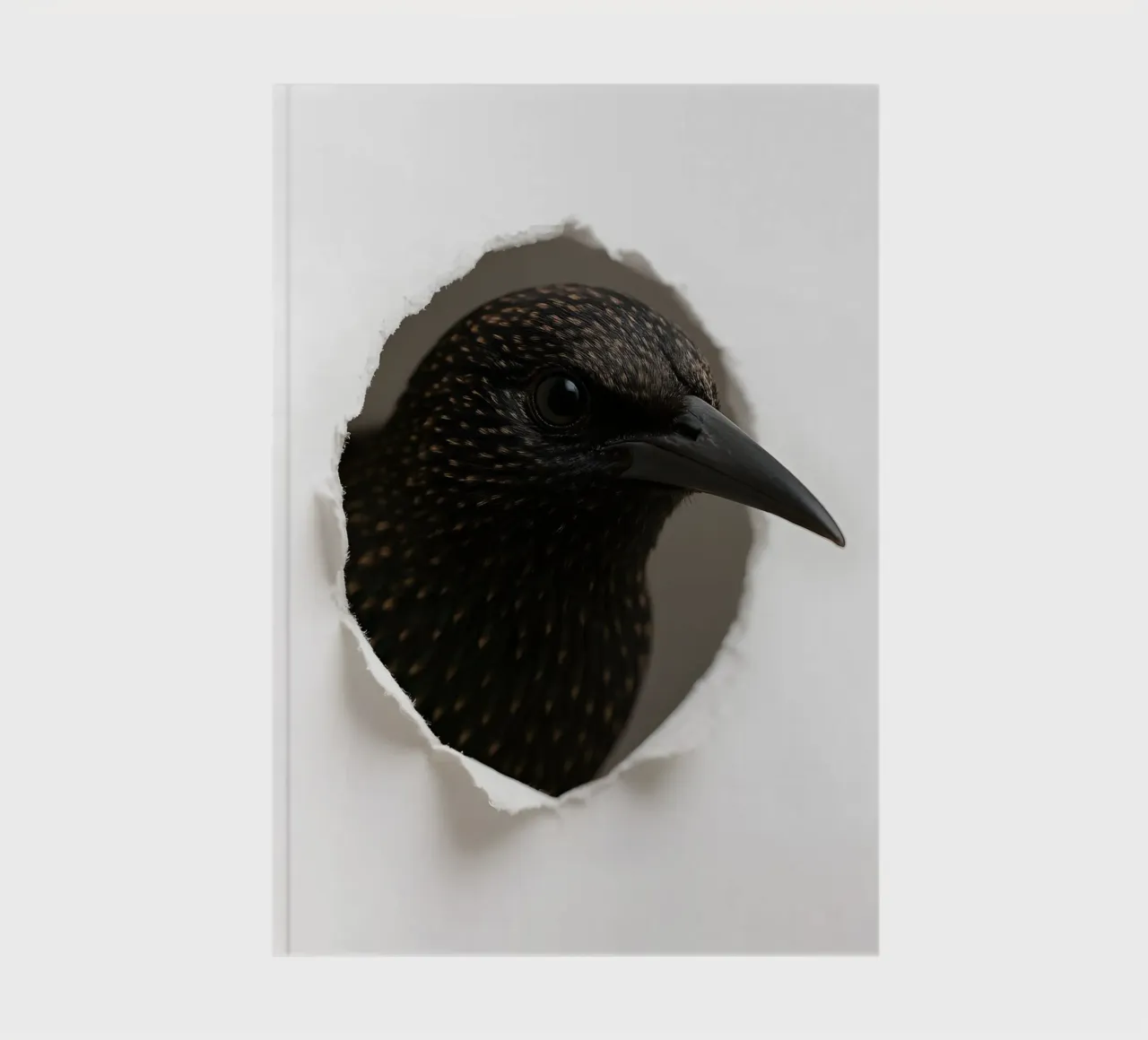 Starling Peek Art – Realistic Minimal Bird Print notebook by Cut-out Critter Gallery