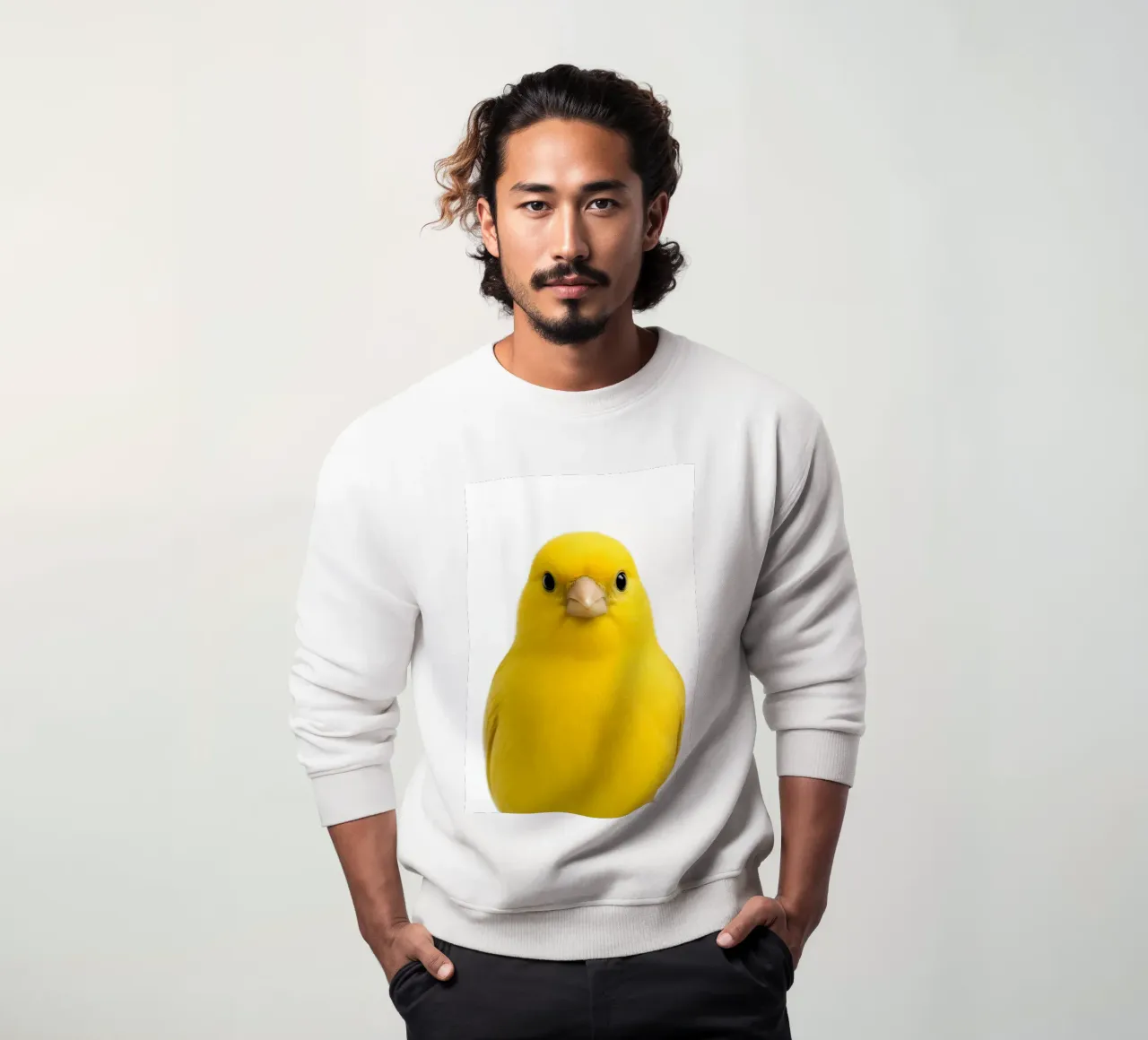 Portrait d'un mignon oiseau jaune - Minimalist Nature Art Print sweat de Happy Wild Prints
