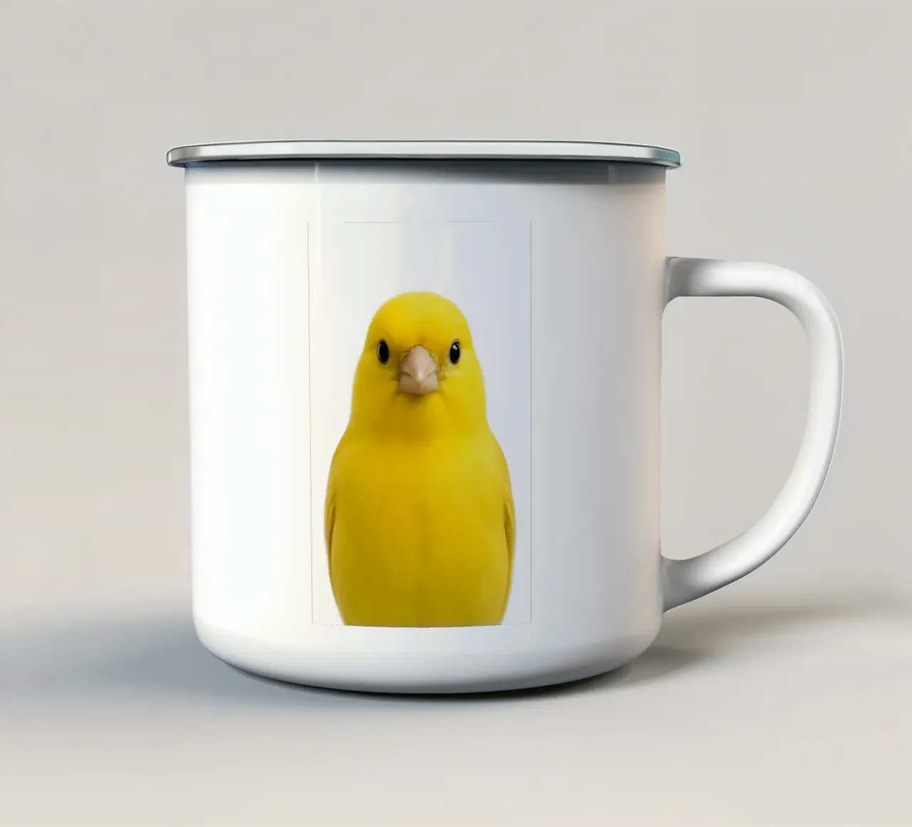 Portrait d'un mignon oiseau jaune - Minimalist Nature Art Print mug en émail de Happy Wild Prints