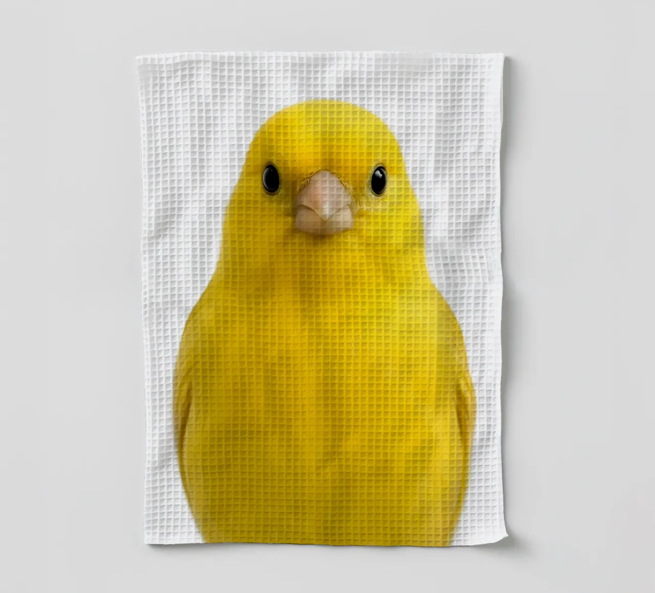 Portrait d'un mignon oiseau jaune - Minimalist Nature Art Print torchon de Happy Wild Prints