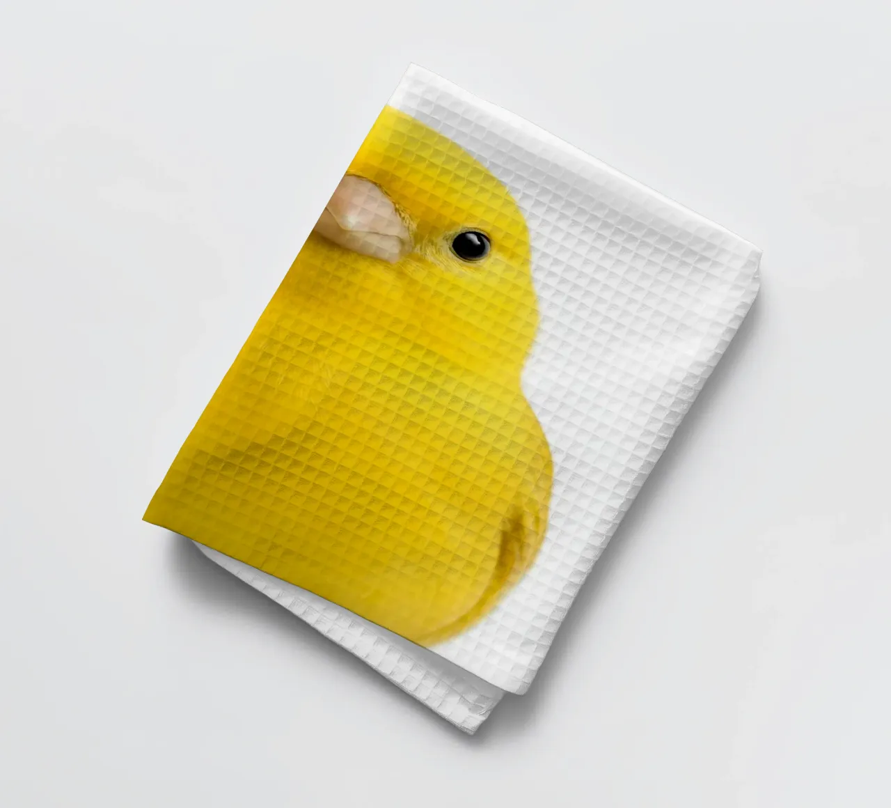 Portrait d'un mignon oiseau jaune - Minimalist Nature Art Print torchon de Happy Wild Prints