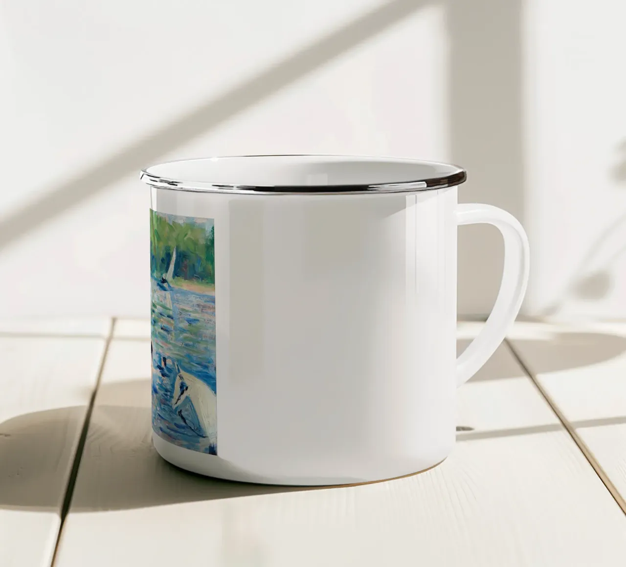 Impressionist River Scene tazza in smalto da Art in Color