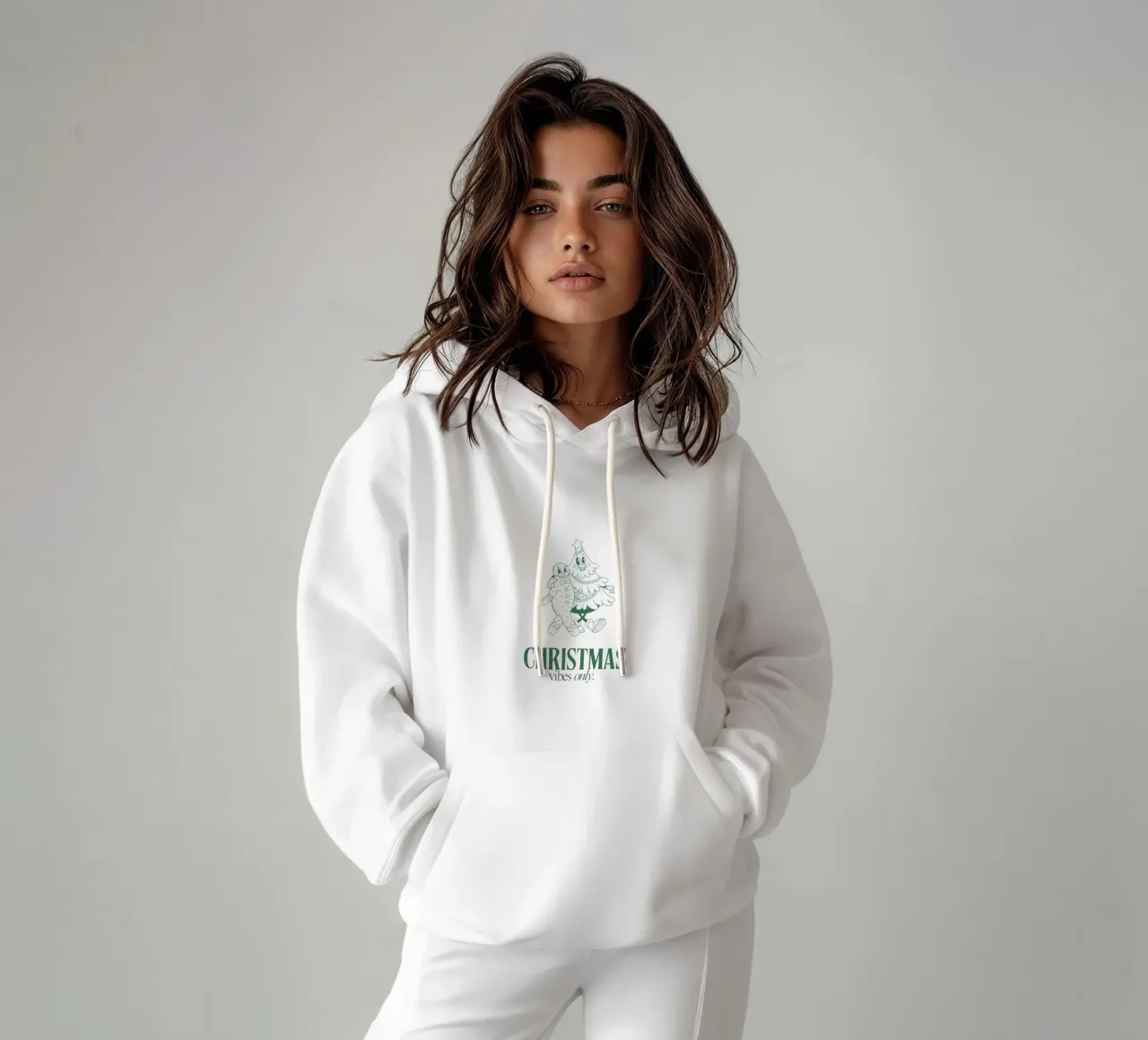 CHRISTMAS VIBES ONLY felpa con cappuccio da Christmas Gift Shop