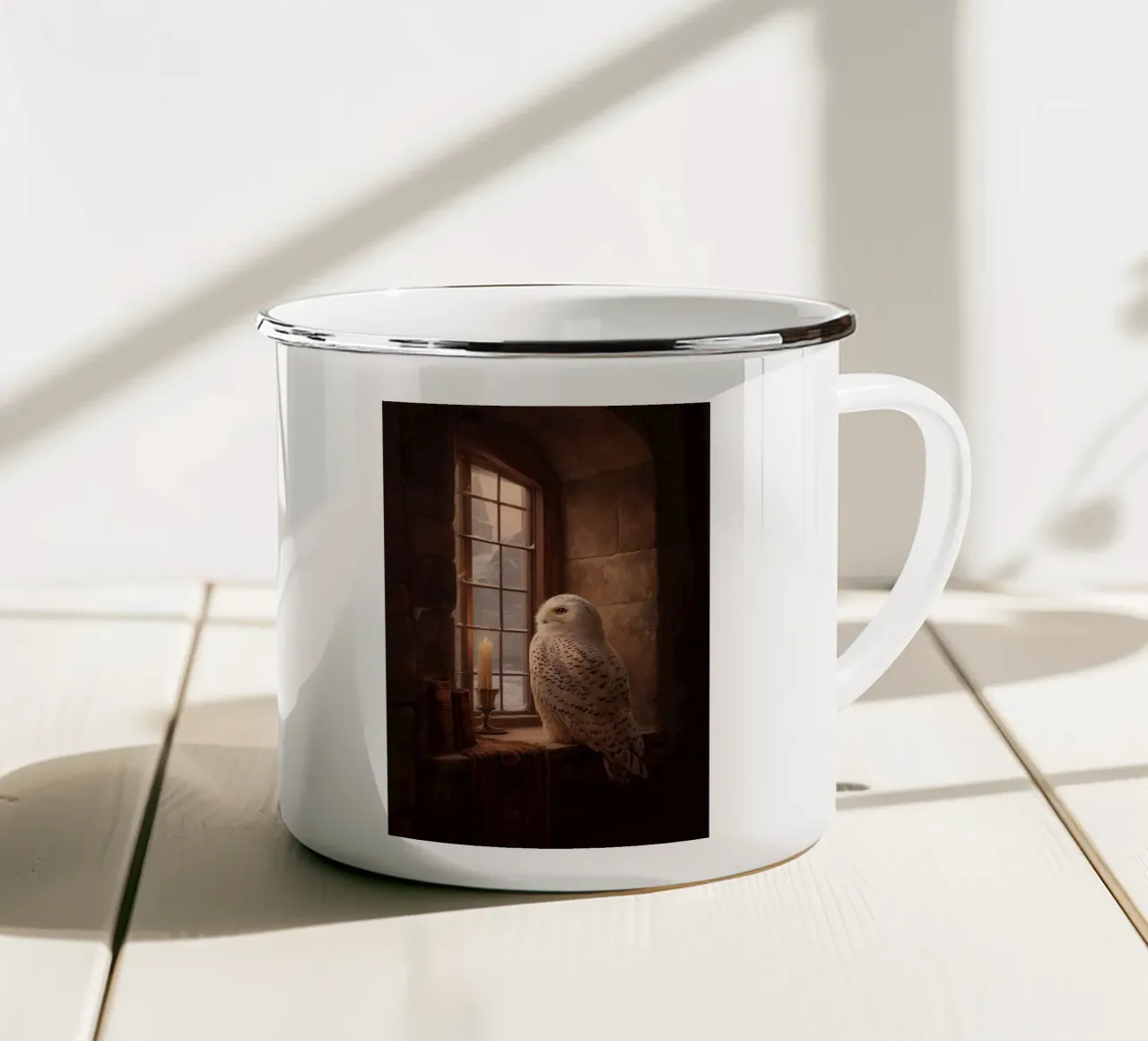 Eule am Fenster tazza in smalto da Luna & Noctua