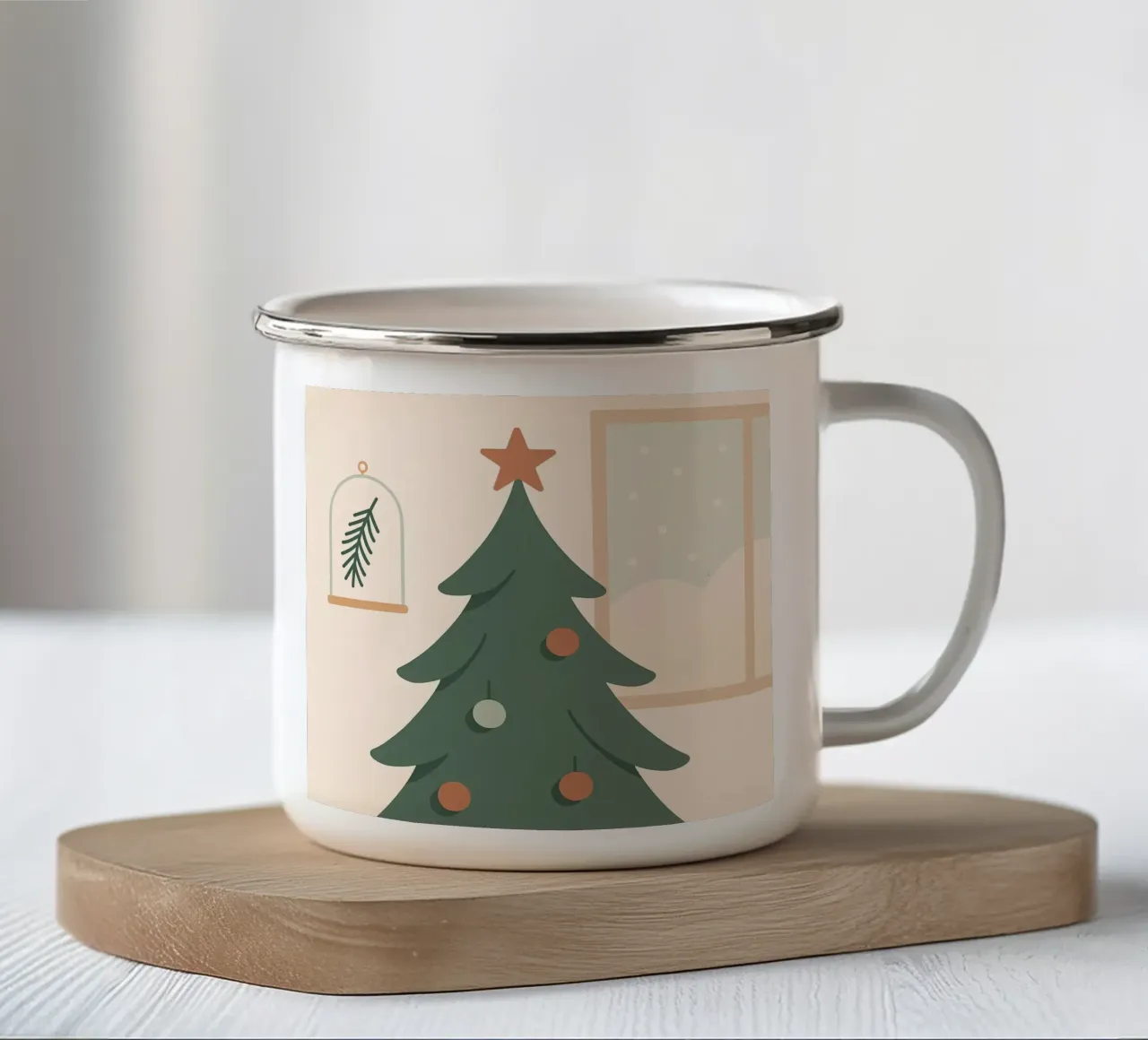 Albero di Natale scandinavo e minimalista tazza in smalto da Nordic Noel Studio