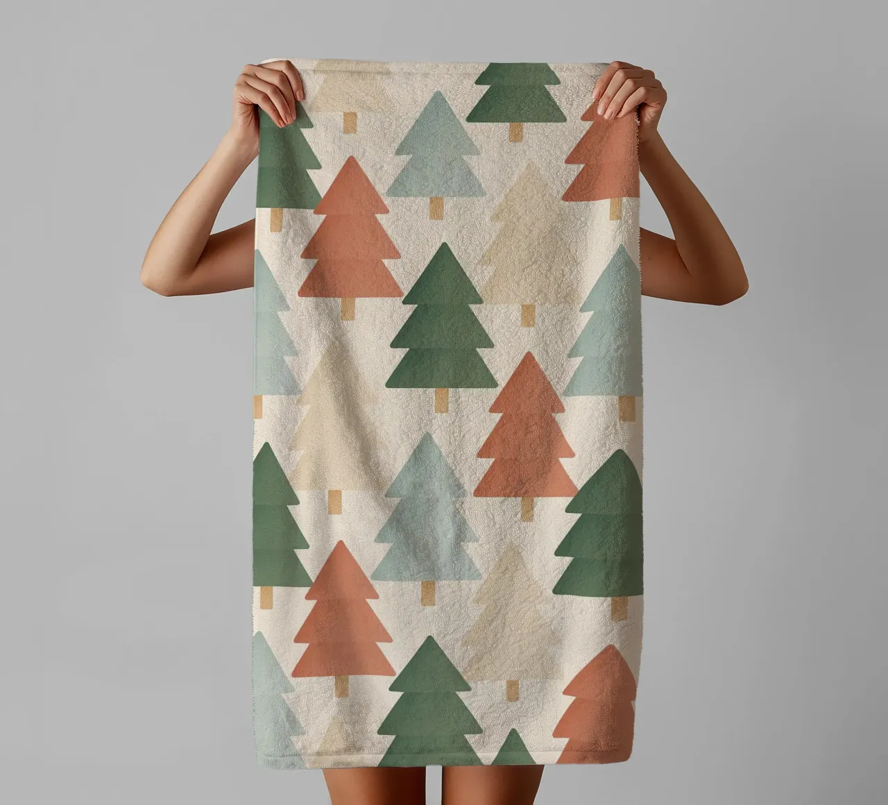 Nordic Christmas Trees Pattern towel by Nordic Noel Studio