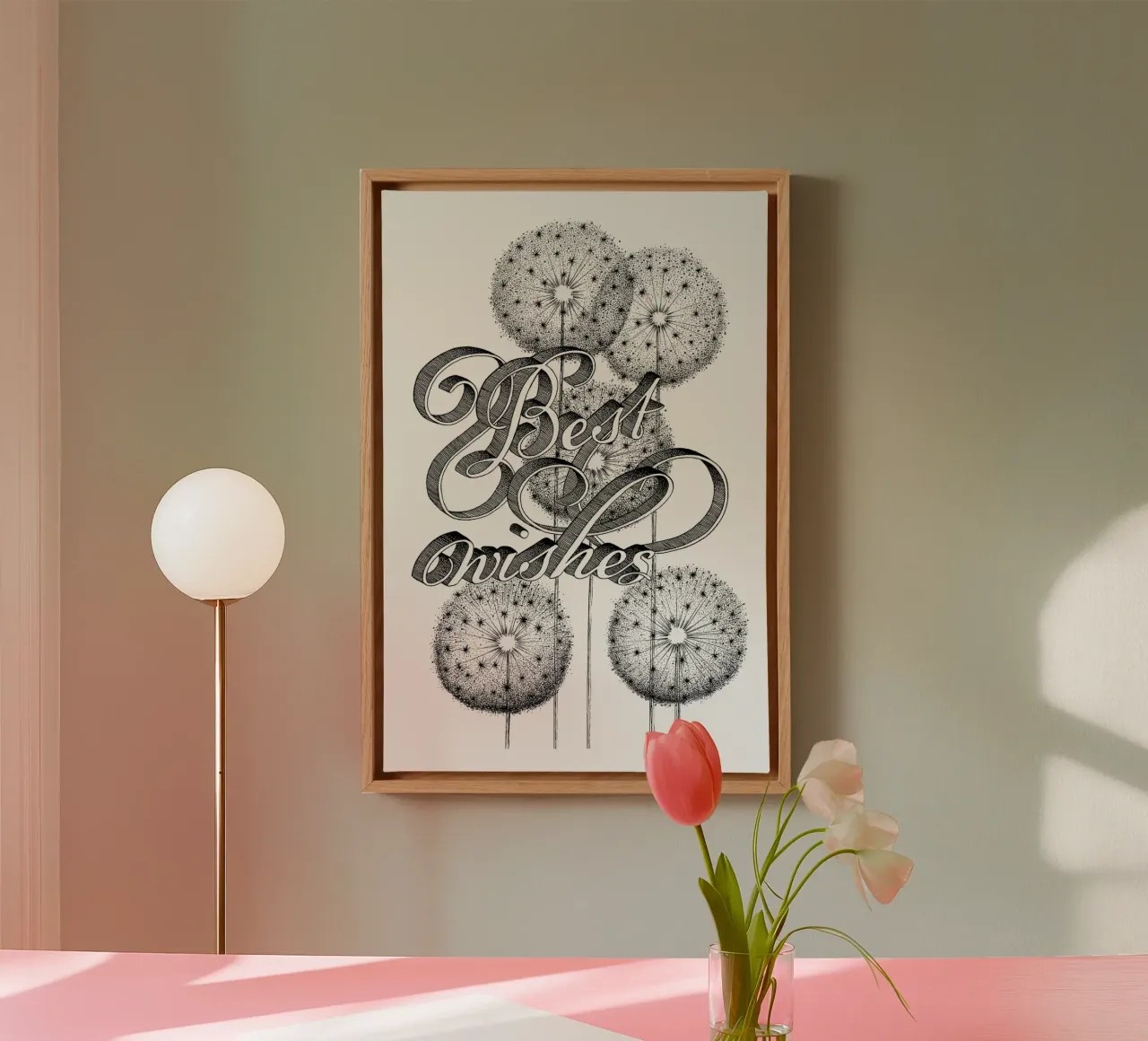 Best wishes hand-lettering tela con Cornice a cassetta da The True Type