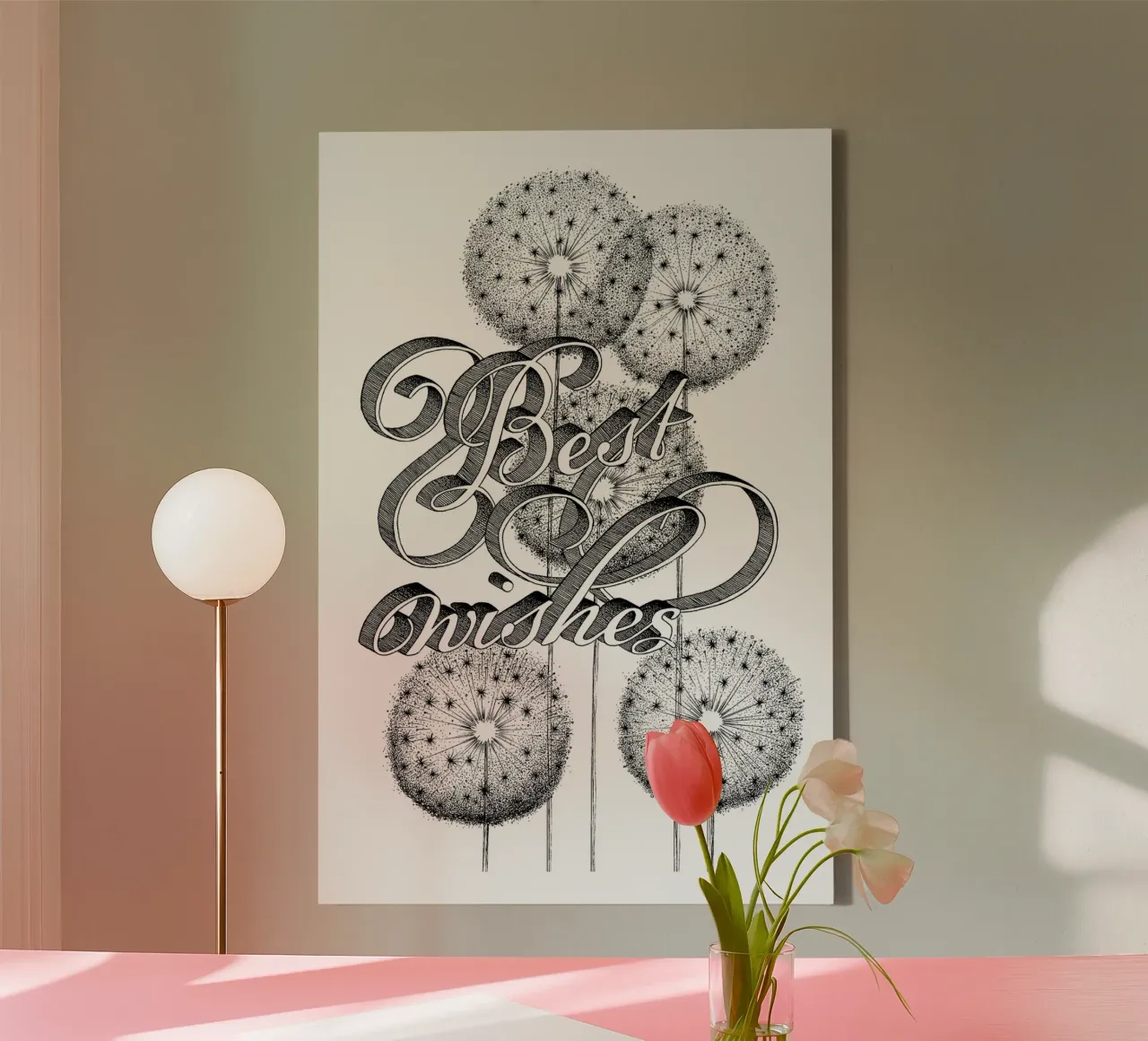 Best wishes hand-lettering tela con Cornice a cassetta da The True Type