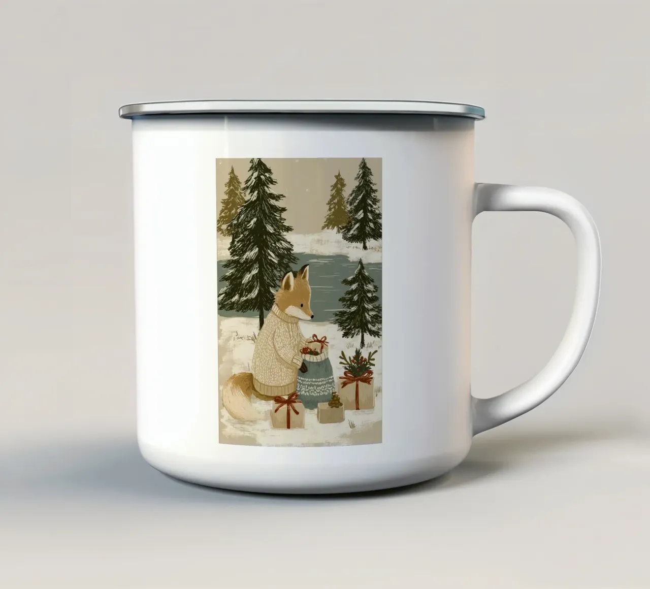 Weihnachtsfuchs tazza in smalto da Luna & Noctua