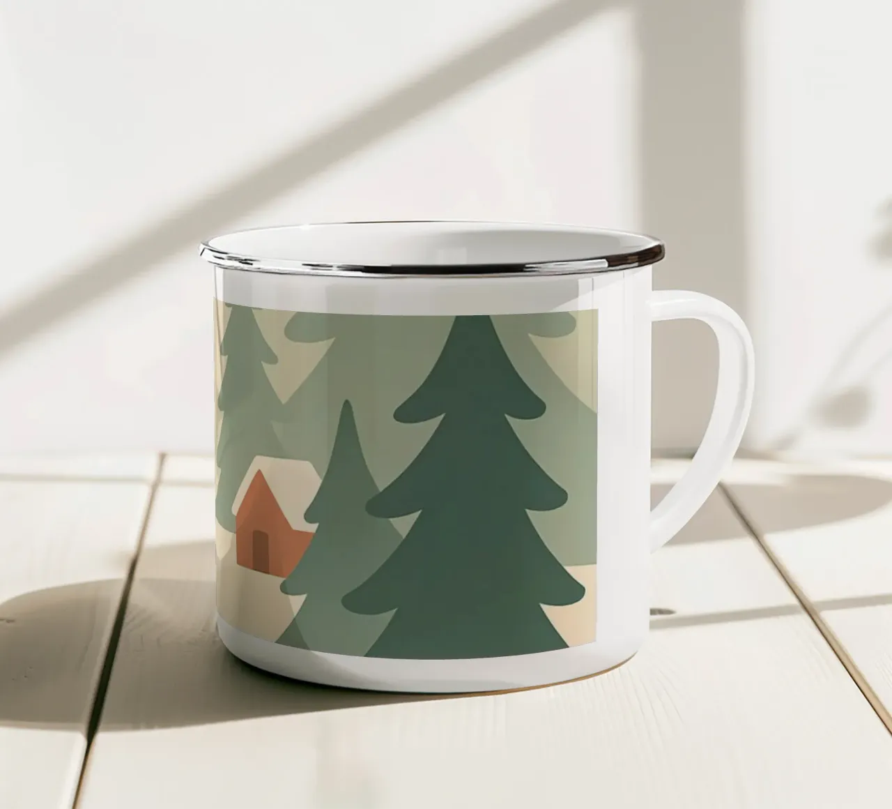 Accogliente sentiero nordico invernale tazza in smalto da Nordic Noel Studio