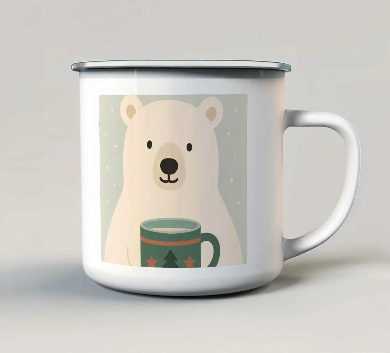 Accogliente orso polare natalizio tazza in smalto da Nordic Noel Studio