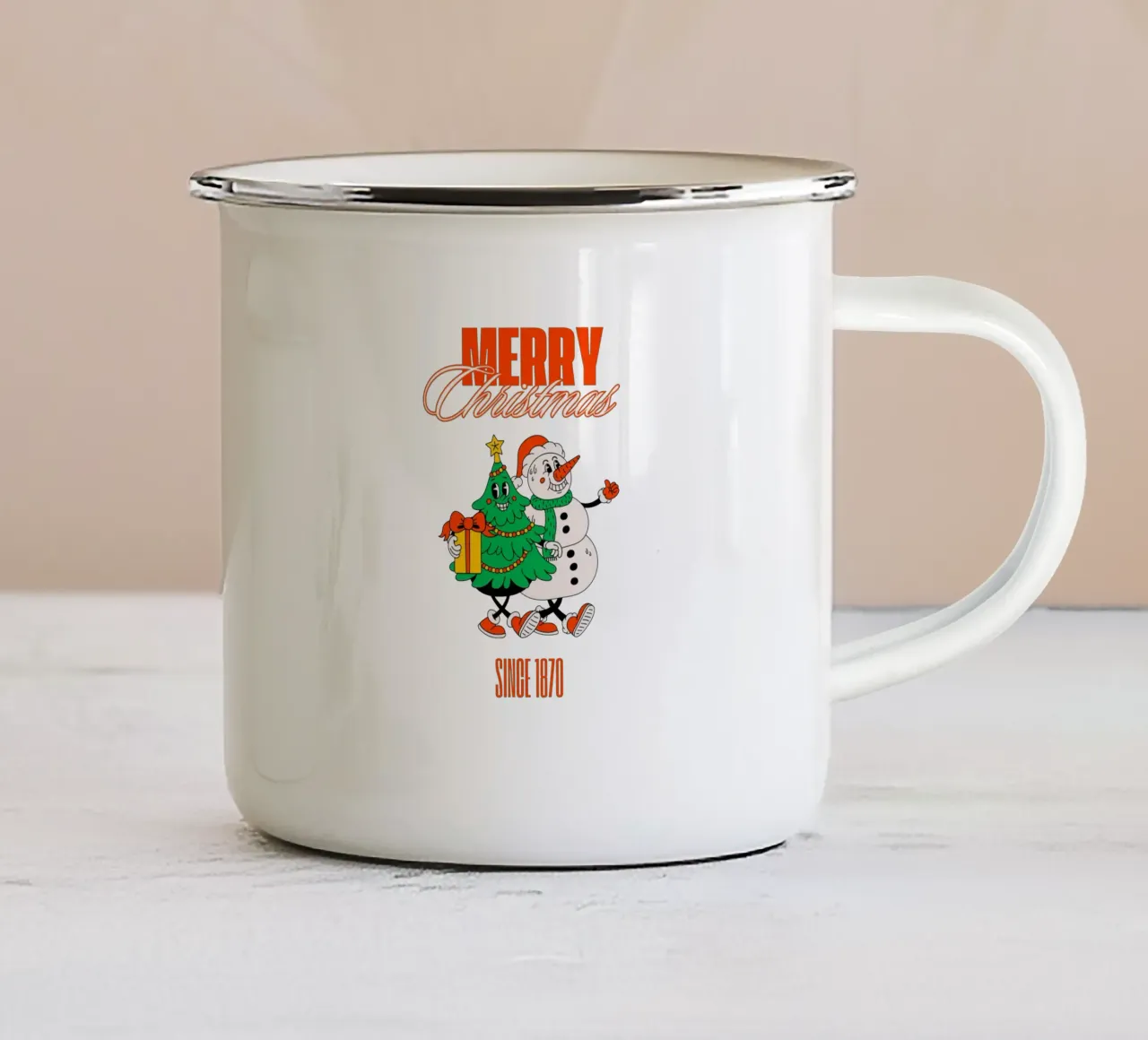 MERRY CHRISTMAS SINCE 1870 tazza in smalto da Christmas Gift Shop