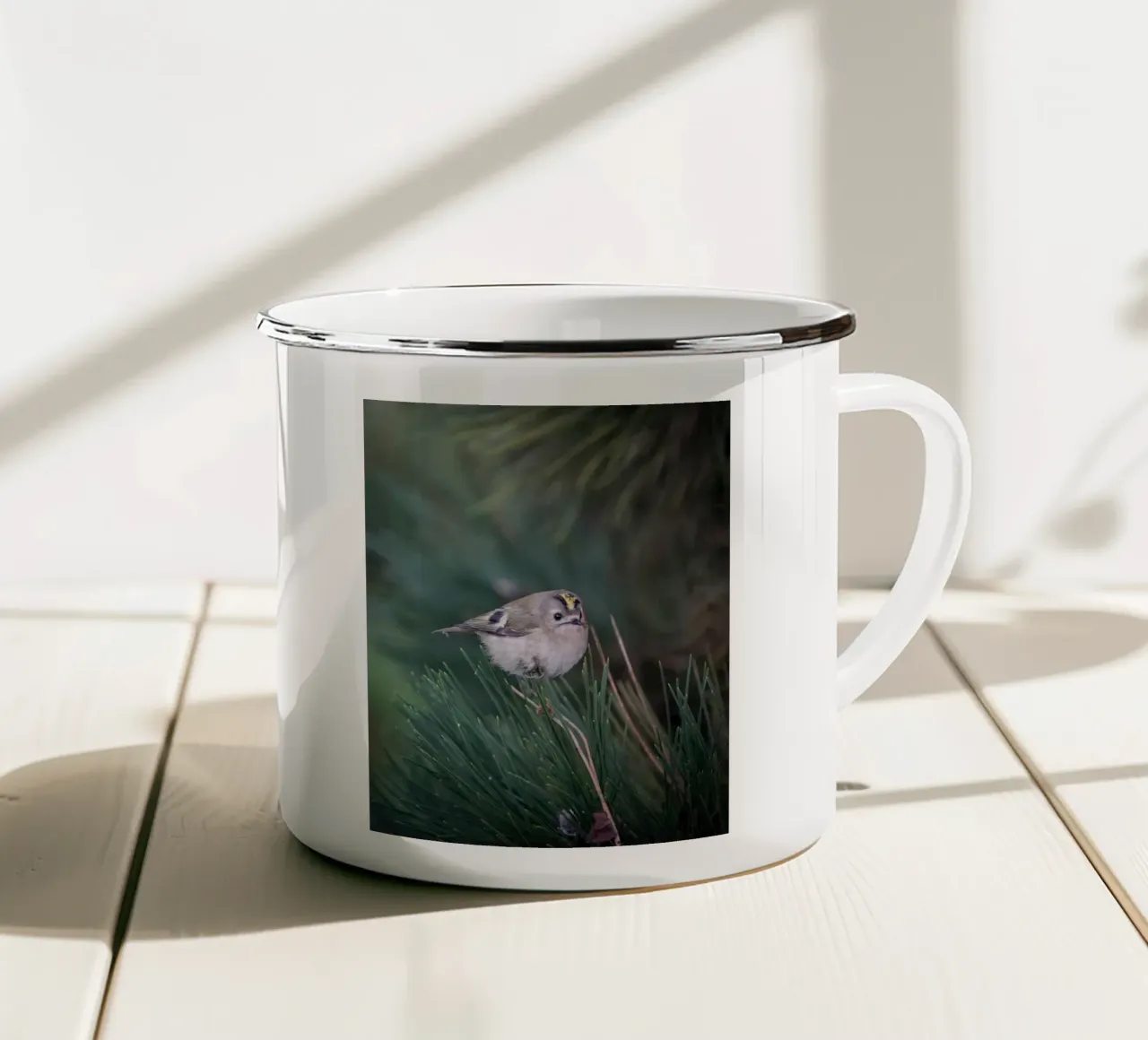 Goldcrest tazza in smalto da Tom's Wildlife