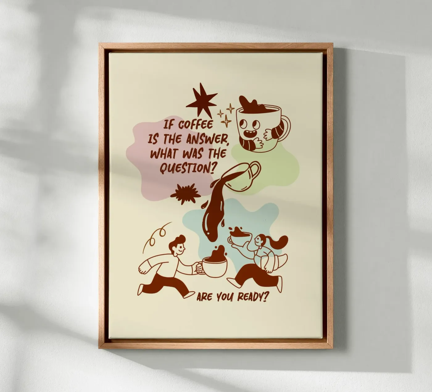 If coffee is the answer toile de Taika Tori Art