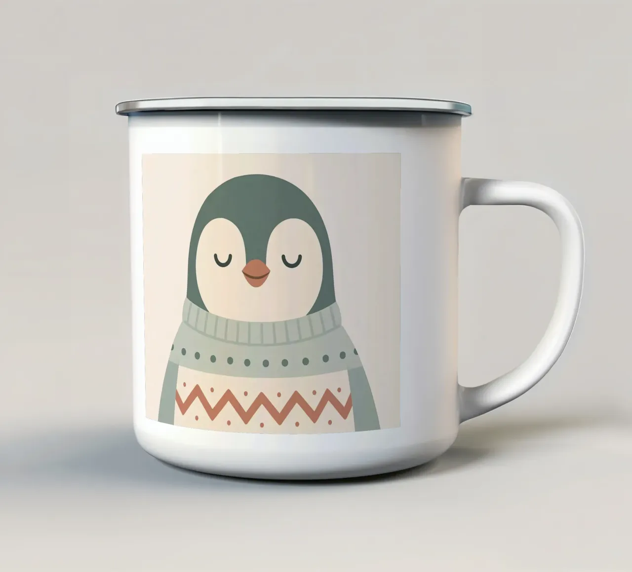 Pinguino accogliente 1 tazza in smalto da Nordic Noel Studio