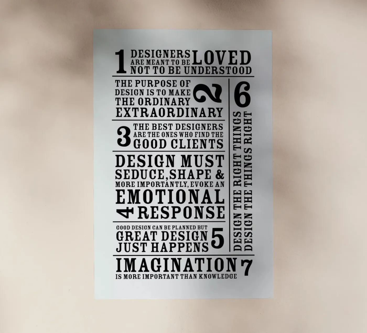 7 Rules backlit folie van Mr Cup