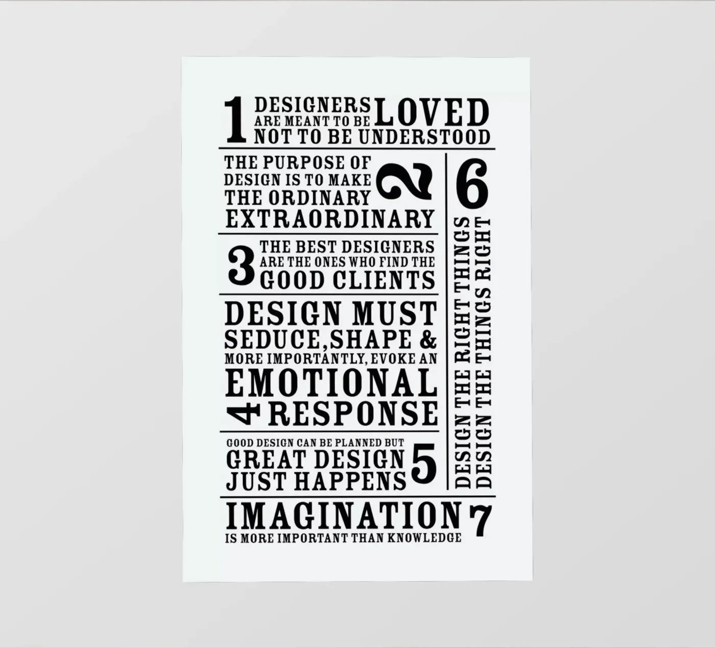 7 Rules backlit folie van Mr Cup