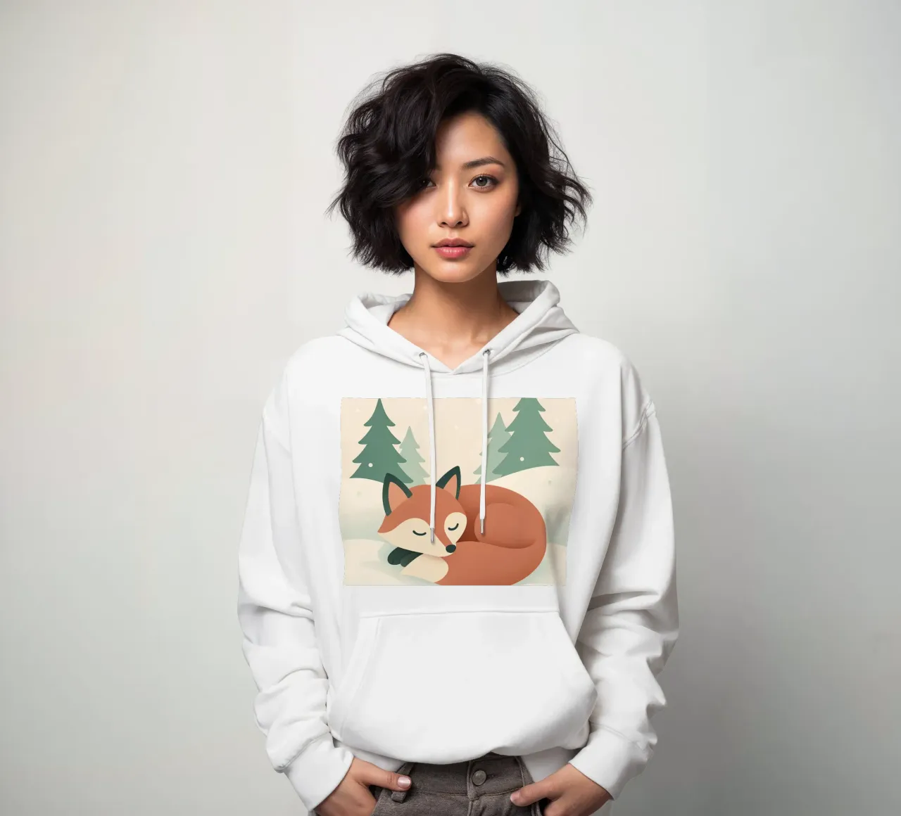 Volpe invernale addormentata felpa con cappuccio da Nordic Noel Studio