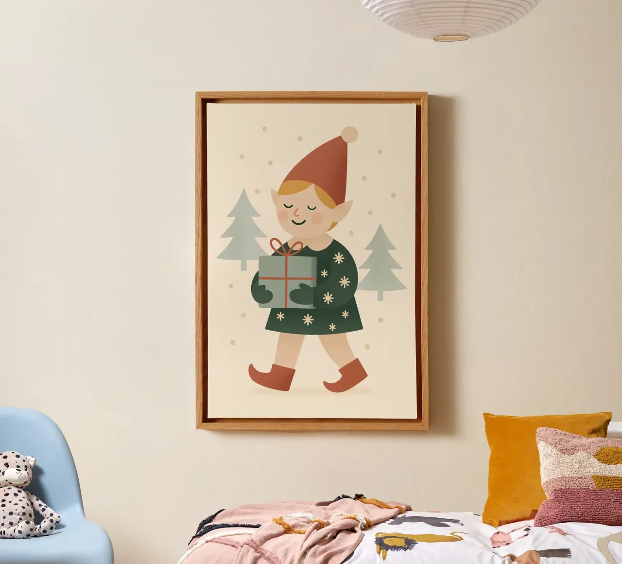 Elf with Gift canvas by Nordic Noel Studio