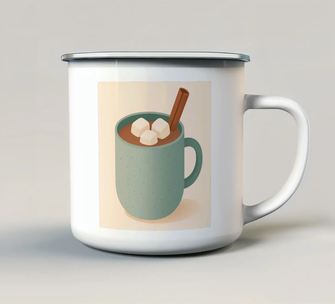 Accogliente cacao invernale tazza in smalto da Nordic Noel Studio