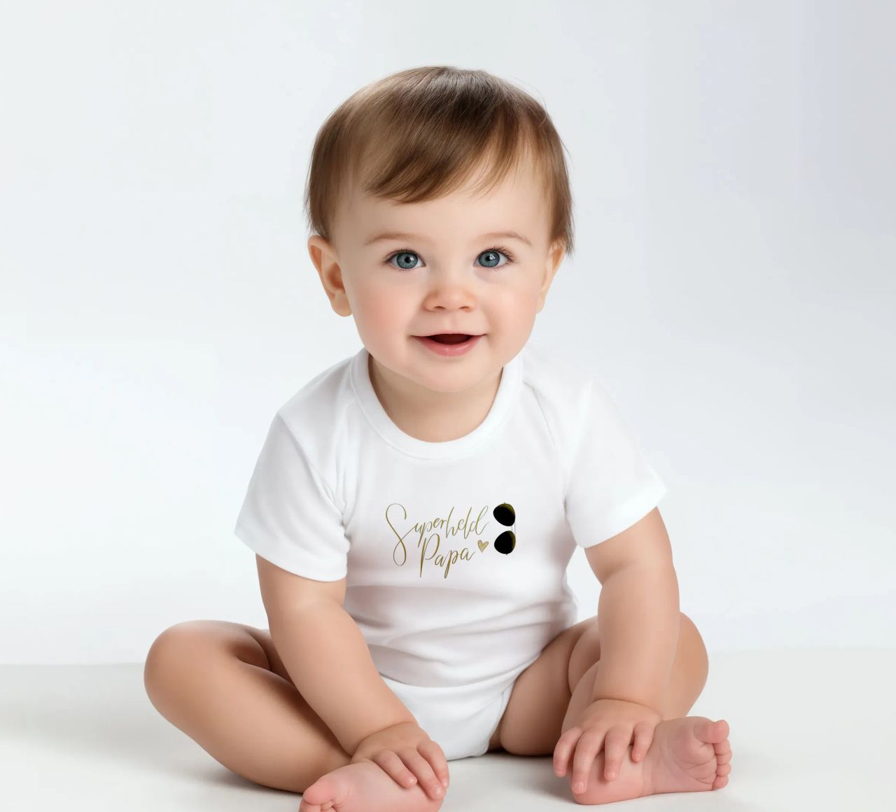 Superheld vader. Personaliseer je ontwerp voor je vader. babyrompertje korte mouwen van CalliLetters