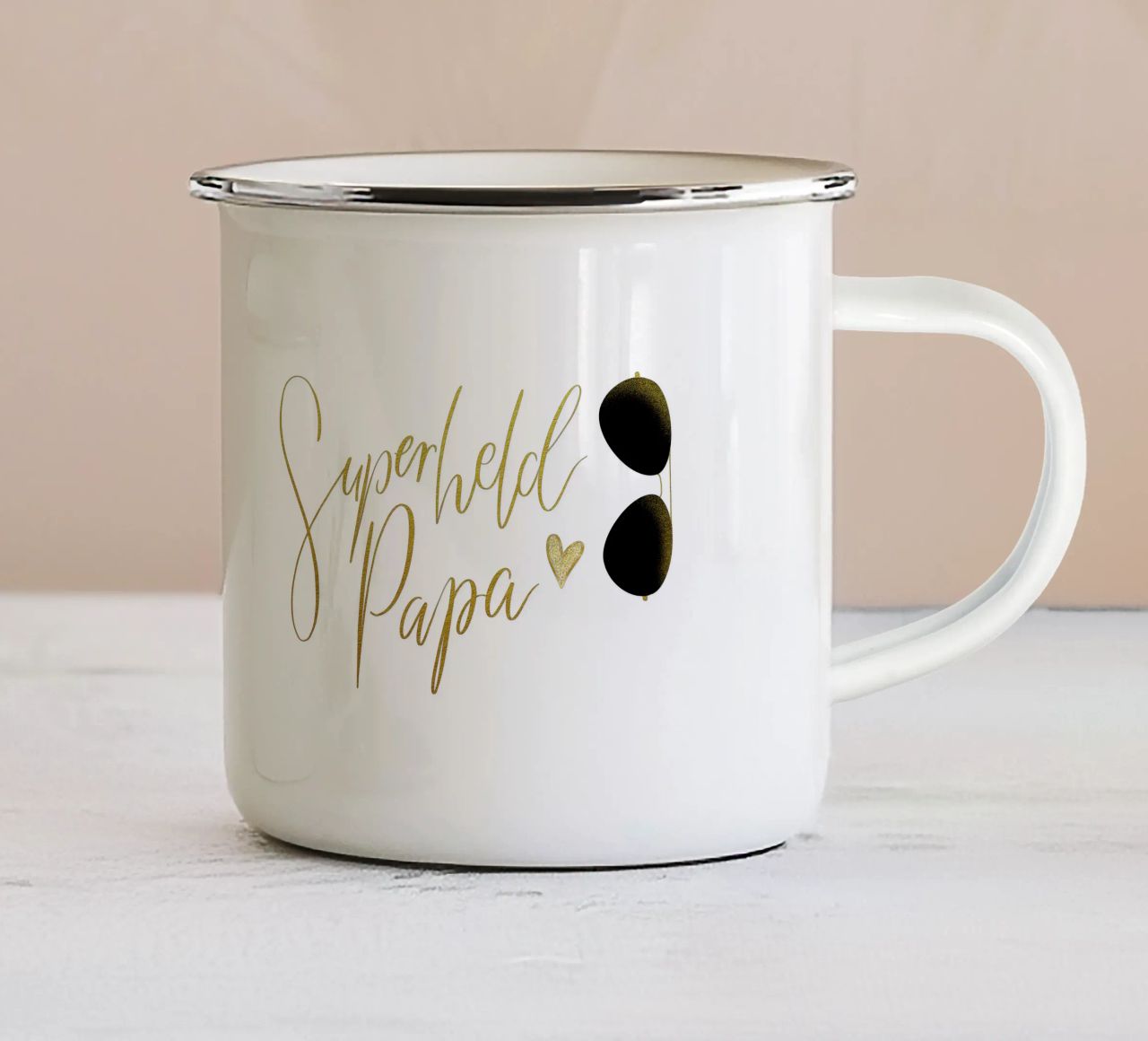 Superheld vader. Personaliseer je ontwerp voor je vader. emaille mok van CalliLetters
