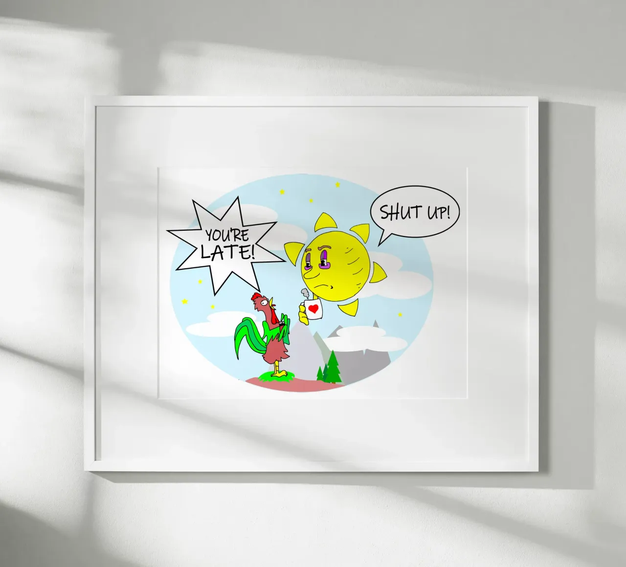 Odio le mattine poster con telaio in plastica da sillyindustries