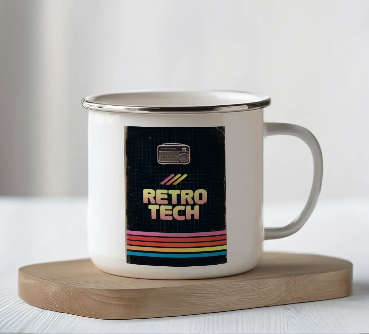 Vintage retro tech tazza in smalto da dinem