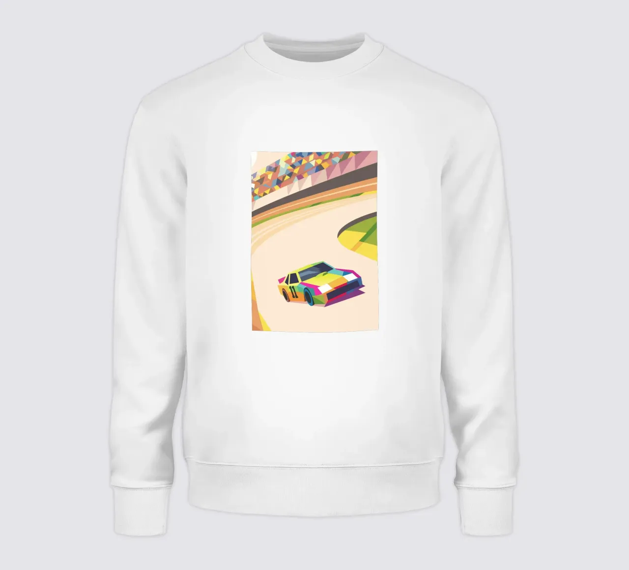 Auto da corsa con colori vivaci in pista felpa da POLYGON SPECIAL