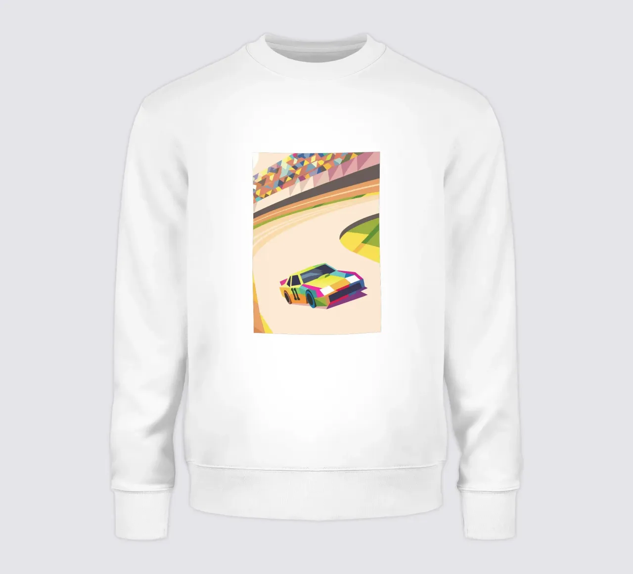 Auto da corsa con colori vivaci in pista felpa da POLYGON SPECIAL