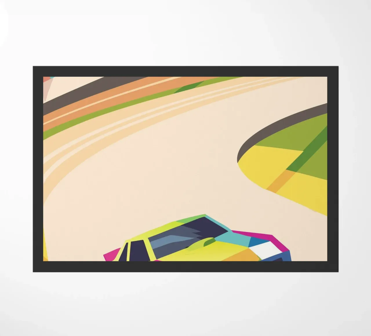 Auto da corsa con colori vivaci in pista zerbino da POLYGON SPECIAL