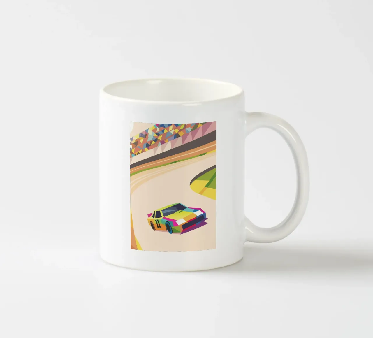 Auto da corsa con colori vivaci in pista tazza in ceramica da POLYGON SPECIAL