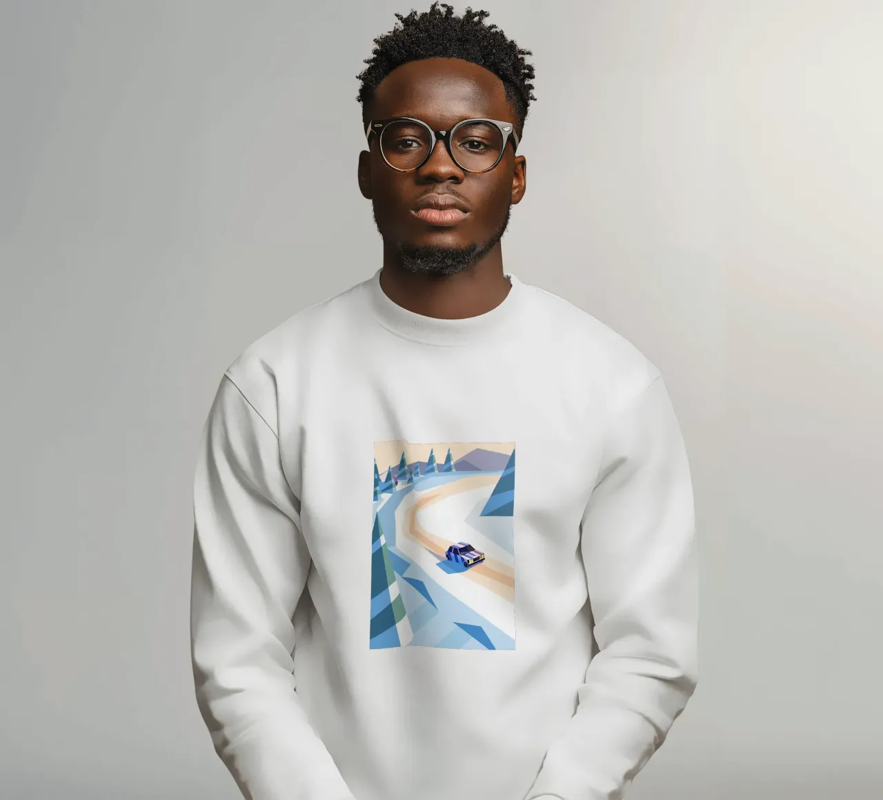 Auto nella neve con stile geometrico felpa da POLYGON SPECIAL