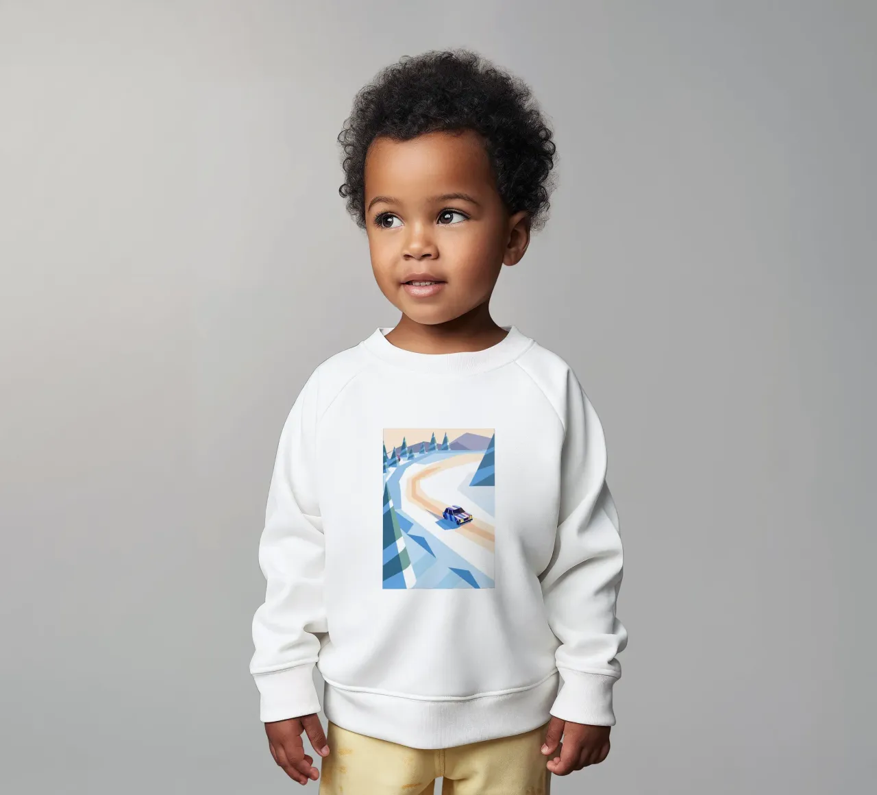 Auto nella neve con stile geometrico felpa neonato da POLYGON SPECIAL
