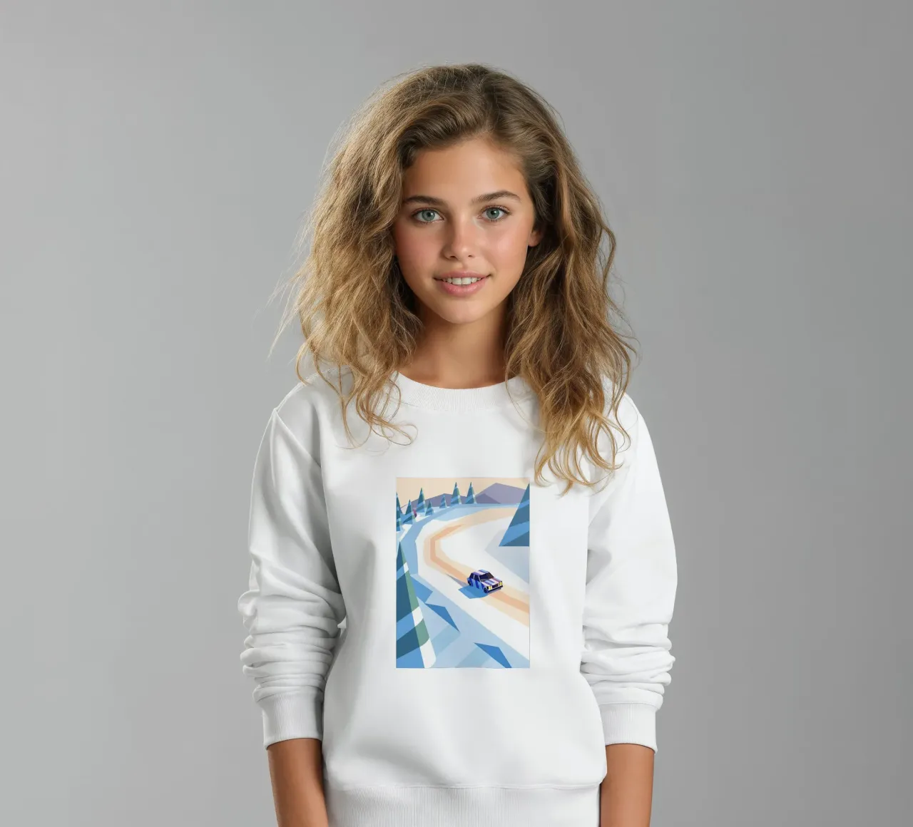 Auto nella neve con stile geometrico felpa bambino da POLYGON SPECIAL